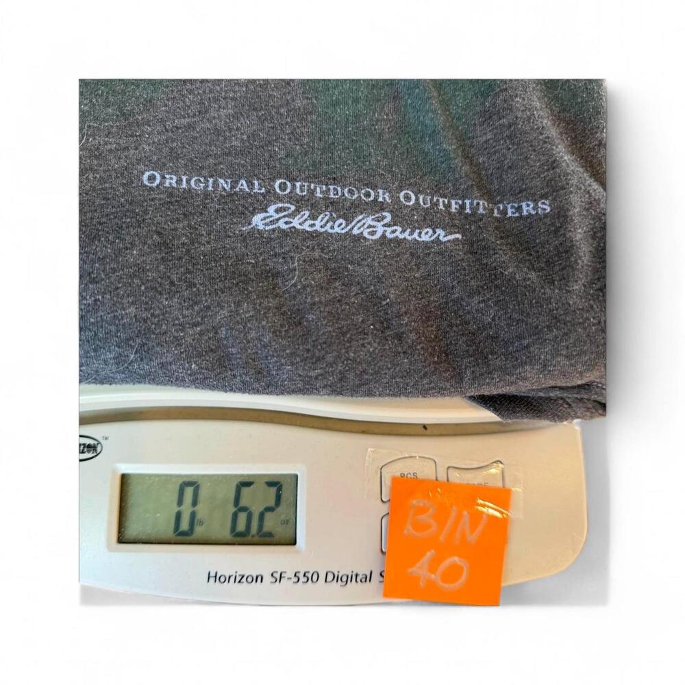 Eddie Bauer Tee Shirt Crew Neck Size Men's L Dark Grey Snow Capped Mountain Bear - Picture 7 of 7